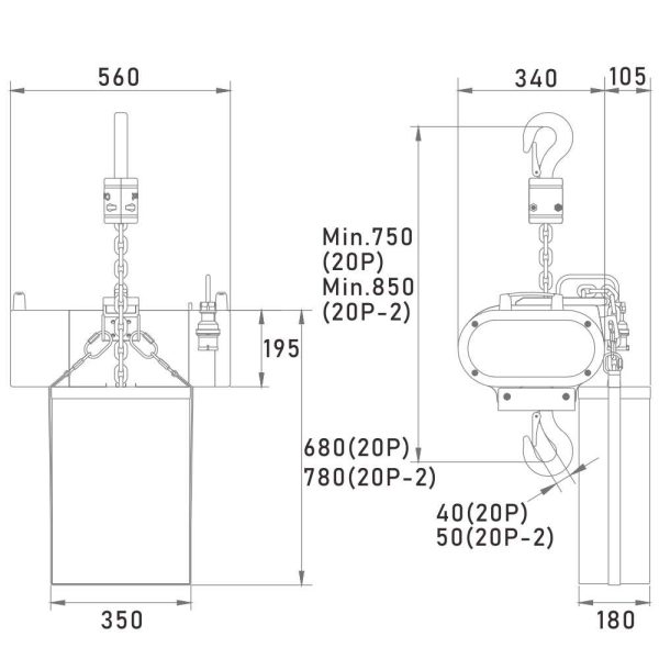 EV-20P;EV-20P-2 电动葫芦 - 图片 2